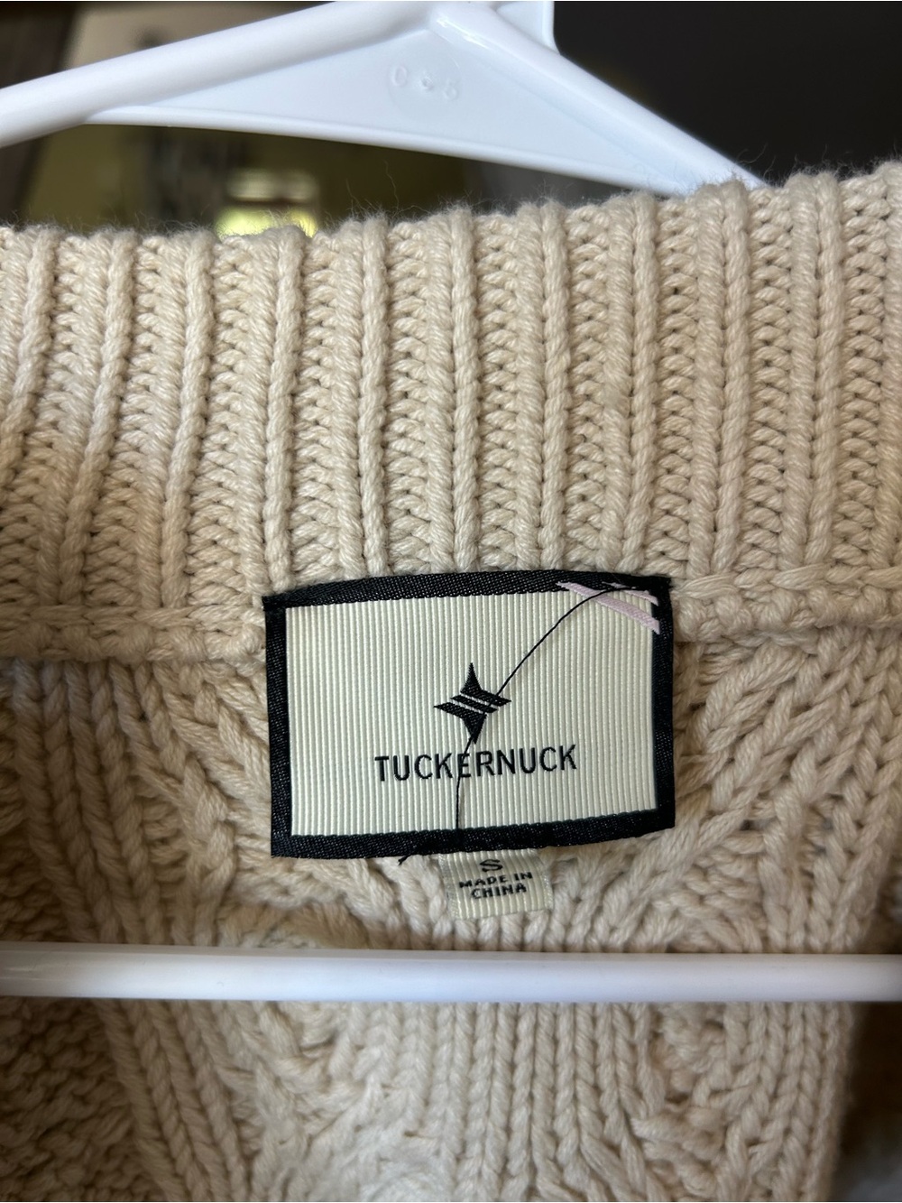 Tuckernuck Cream Cable-Knit Button Cardigan with Gold Buttons - Picture 3 of 3